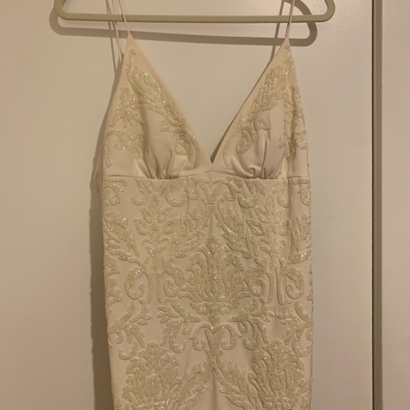 Nicole Miller Annabel Wedding Gown Size 12 Off White Beaded Silk $2k Originally! - Picture 2 of 14